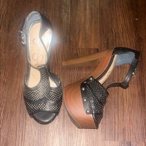 Jessica Simpson black and brown platform heels size 6m/36